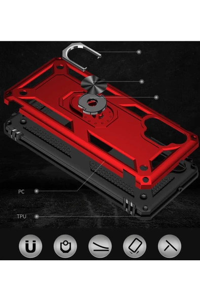 CEPCASE    Samsung Galaxy A32 4g Kılıf Standlı Magnet Mıknatıslı Yüzük Armored Zırhlı Kapak - Resim 4