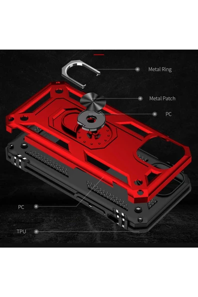 CEPCASE    Iphone 13 Mini Kılıf Standlı Magnet Mıknatıslı Yüzük Armored Zırhlı Kapak - Resim 6