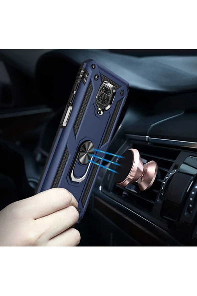 CEPCASE    Xiaomi Redmi Note 9 Pro Kılıf Standlı Magnet Mıknatıslı Yüzük Armored Zırhlı Kapak - Resim 3