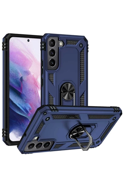 CEPCASE    Samsung Galaxy S22 Kılıf Standlı Magnet Mıknatıslı Yüzük Armored Zırhlı Kapak - Resim 2