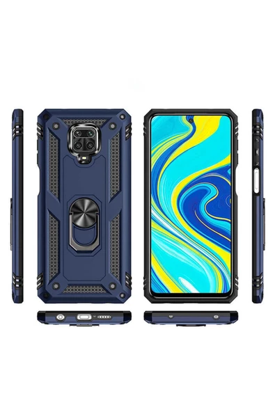 CEPCASE    Xiaomi Redmi Note 9 Pro Kılıf Standlı Magnet Mıknatıslı Yüzük Armored Zırhlı Kapak - Resim 6