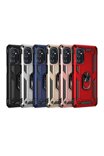 CEPCASE    Samsung Galaxy M52 Kılıf Standlı Magnet Mıknatıslı Yüzük Armored Zırhlı Kapak - Resim 3