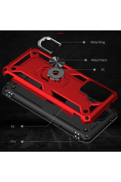 CEPCASE    Oppo Reno 5 Lite Kılıf Standlı Magnet Mıknatıslı Yüzük Armored Zırhlı Kapak - Resim 6