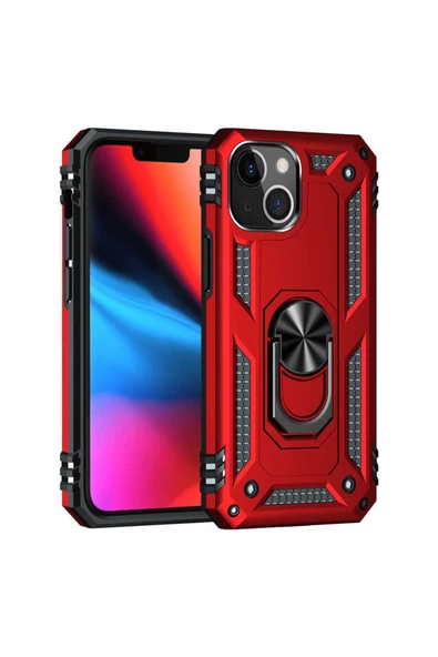 CEPCASE    Iphone 13 Mini Kılıf Standlı Magnet Mıknatıslı Yüzük Armored Zırhlı Kapak - Resim 3
