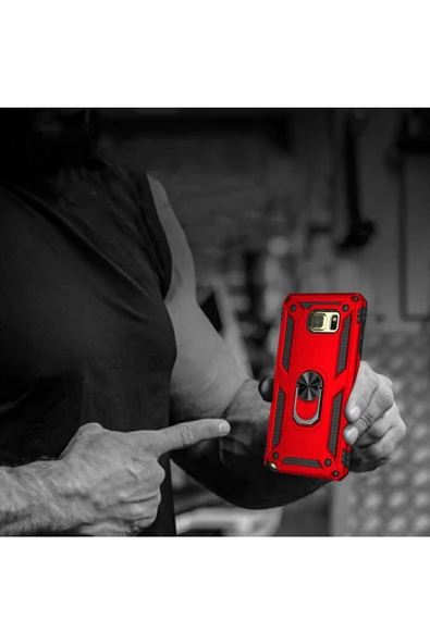 CEPCASE    Samsung Galaxy Note 5 Kılıf Standlı Magnet Mıknatıslı Yüzük Armored Zırhlı Kapak - Resim 6