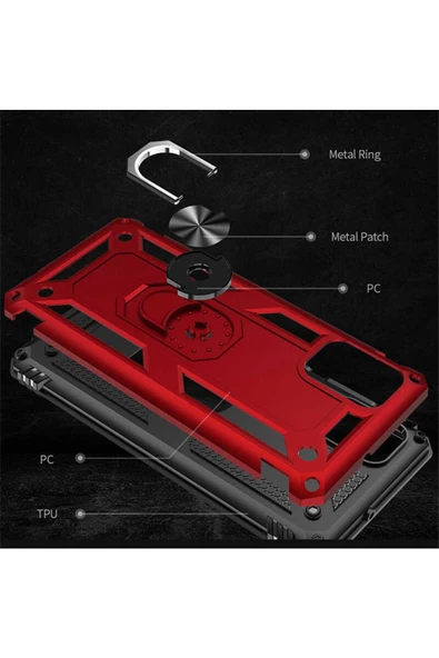 CEPCASE    Samsung Galaxy A51 Kılıf Standlı Magnet Mıknatıslı Yüzük Armored Zırhlı Kapak - Resim 5