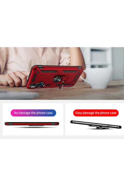 CEPCASE    Huawei Nova 5t Kılıf Standlı Magnet Mıknatıslı Yüzük Armored Zırhlı Kapak - Resim 6
