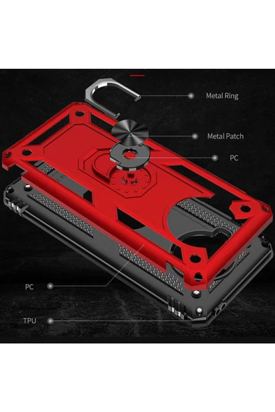 CEPCASE    Xiaomi Redmi Note 9 Pro 5g Kılıf Standlı Magnet Mıknatıslı Yüzük Armored Zırhlı Kapak - Resim 6