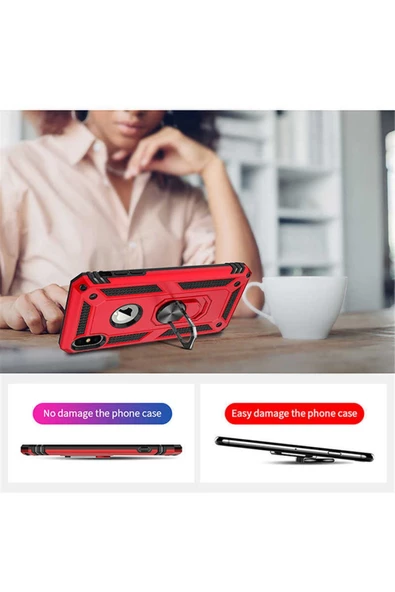 CEPCASE    Iphone X Kılıf Standlı Magnet Mıknatıslı Yüzük Armored Zırhlı Kapak - Resim 4