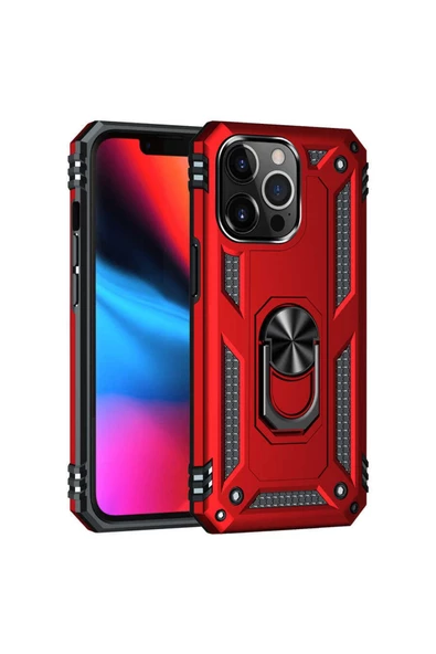 CEPCASE    Iphone 13 Pro Kılıf Standlı Magnet Mıknatıslı Yüzük Armored Zırhlı Kapak - Resim 4