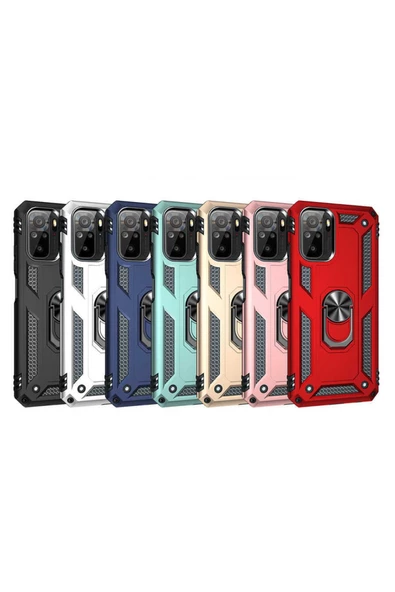CEPCASE    Xiaomi Redmi Note 10 Kılıf Standlı Magnet Mıknatıslı Yüzük Armored Zırhlı Kapak - Resim 3