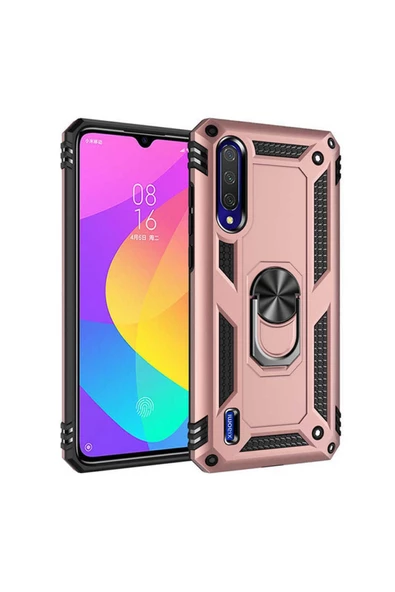 CEPCASE    Xiaomi Mi A3 Kılıf Standlı Magnet Mıknatıslı Yüzük Armored Zırhlı Kapak - Resim 2