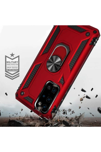 CEPCASE    Huawei P40 Kılıf Standlı Magnet Mıknatıslı Yüzük Armored Zırhlı Kapak - Resim 6