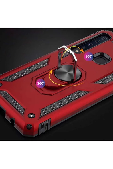 CEPCASE    Samsung Galaxy A9 2018 Kılıf Standlı Magnet Mıknatıslı Yüzük Armored Zırhlı Kapak - Resim 6