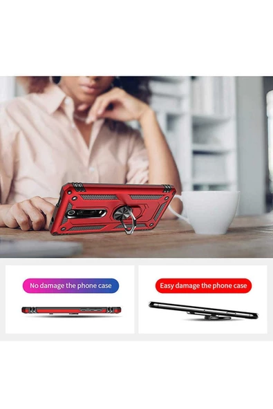 CEPCASE    Xiaomi Mi 9t Kılıf Standlı Magnet Mıknatıslı Yüzük Armored Zırhlı Kapak - Resim 6
