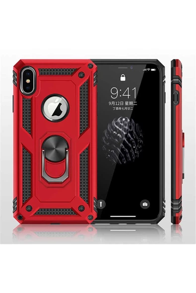 CEPCASE    Iphone X Kılıf Standlı Magnet Mıknatıslı Yüzük Armored Zırhlı Kapak - Resim 5