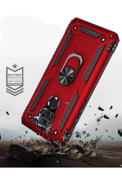 CEPCASE    Xiaomi Redmi Note 9 Kılıf Standlı Magnet Mıknatıslı Yüzük Armored Zırhlı Kapak - Resim 6