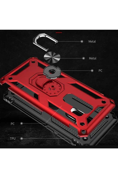 CEPCASE    Samsung Galaxy S9 Plus Kılıf Standlı Magnet Mıknatıslı Yüzük Armored Zırhlı Kapak - Resim 6