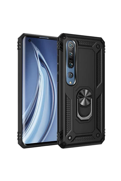CEPCASE    Xiaomi Mi 10 Kılıf Standlı Magnet Mıknatıslı Yüzük Armored Zırhlı Kapak