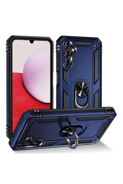 CEPCASE    Samsung Galaxy A14 Kılıf Standlı Magnet Mıknatıslı Yüzük Armored Zırhlı Kapak - Resim 2