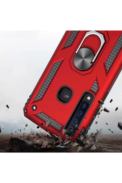 CEPCASE    Samsung Galaxy A9 2018 Kılıf Standlı Magnet Mıknatıslı Yüzük Armored Zırhlı Kapak - Resim 3