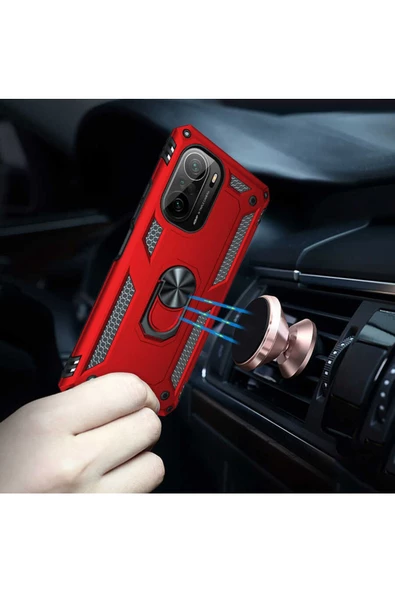 CEPCASE    Xiaomi Poco F3 Kılıf Standlı Magnet Mıknatıslı Yüzük Armored Zırhlı Kapak - Resim 5