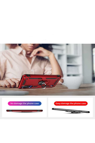 CEPCASE    Xiaomi Mi A3 Kılıf Standlı Magnet Mıknatıslı Yüzük Armored Zırhlı Kapak - Resim 5