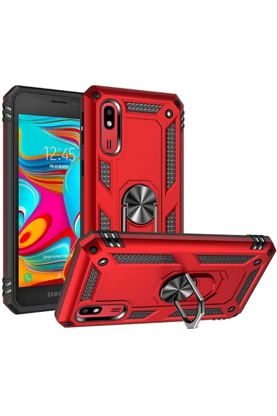 CEPCASE    Samsung Galaxy A2 Core Kılıf Standlı Magnet Mıknatıslı Yüzük Armored Zırhlı Kapak - Resim 2