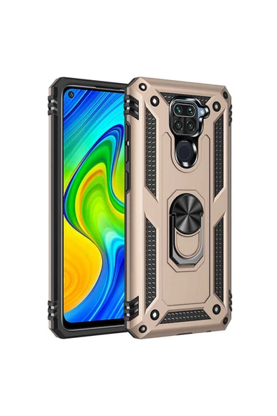 CEPCASE    Xiaomi Redmi Note 9 Kılıf Standlı Magnet Mıknatıslı Yüzük Armored Zırhlı Kapak - Resim 2