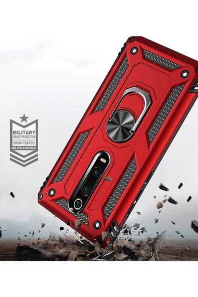 CEPCASE    Xiaomi Mi 9t Kılıf Standlı Magnet Mıknatıslı Yüzük Armored Zırhlı Kapak - Resim 5