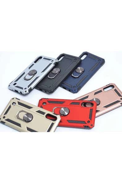 CEPCASE    Samsung Galaxy M10 Kılıf Standlı Magnet Mıknatıslı Yüzük Armored Zırhlı Kapak - Resim 6