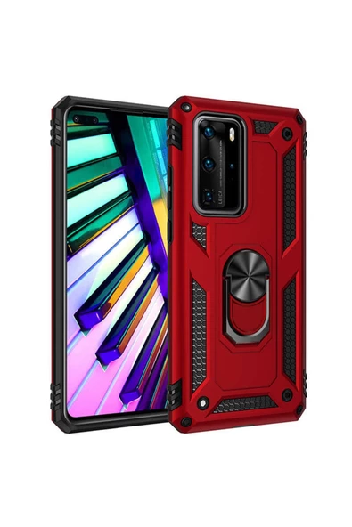 CEPCASE    Huawei P40 Pro Kılıf Standlı Magnet Mıknatıslı Yüzük Armored Zırhlı Kapak ürün görseli