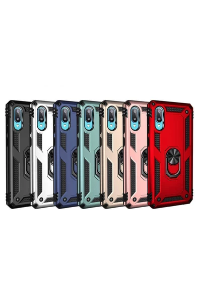 CEPCASE    Samsung Galaxy A02 Kılıf Standlı Magnet Mıknatıslı Yüzük Armored Zırhlı Kapak - Resim 3