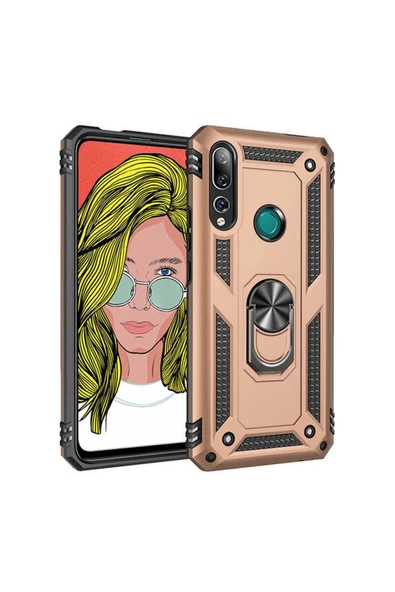 CEPCASE    Huawei Y9 Prime 2019 Kılıf Standlı Magnet Mıknatıslı Yüzük Armored Zırhlı Kapak ürün görseli