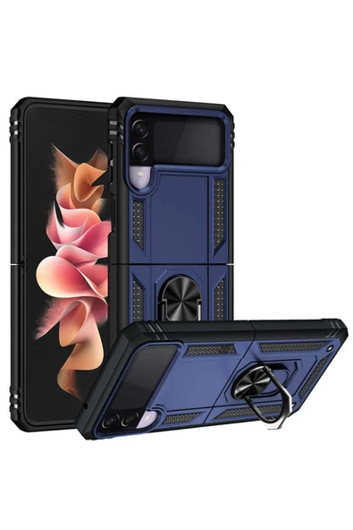 CEPCASE    Samsung Galaxy Z Flip 3 Kılıf Standlı Magnet Mıknatıslı Yüzük Armored Zırhlı Kapak ürün görseli