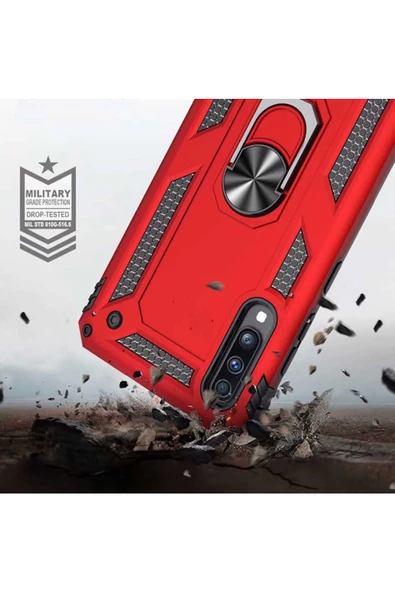 CEPCASE    Samsung Galaxy A70 Kılıf Standlı Magnet Mıknatıslı Yüzük Armored Zırhlı Kapak - Resim 4