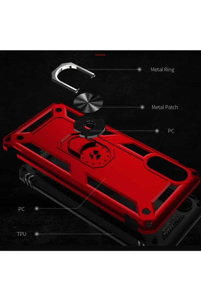 CEPCASE    Samsung Galaxy A02 Kılıf Standlı Magnet Mıknatıslı Yüzük Armored Zırhlı Kapak - Resim 4