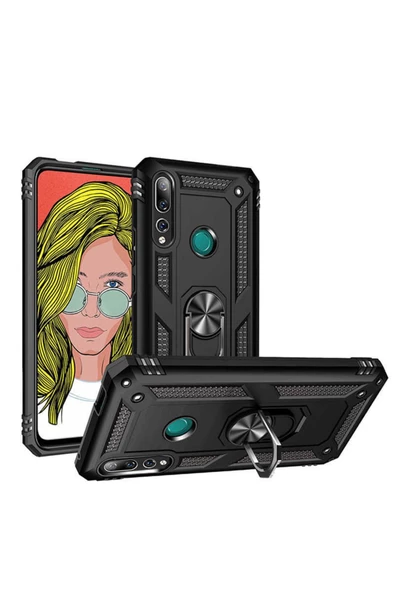 CEPCASE    Huawei Y9 Prime 2019 Kılıf Standlı Magnet Mıknatıslı Yüzük Armored Zırhlı Kapak - Resim 3