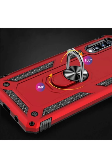 CEPCASE    Samsung Galaxy A30s Kılıf Standlı Magnet Mıknatıslı Yüzük Armored Zırhlı Kapak - Resim 5