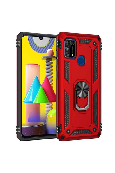 CEPCASE    Samsung Galaxy M31 Kılıf Standlı Magnet Mıknatıslı Yüzük Armored Zırhlı Kapak ürün görseli