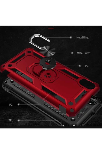 CEPCASE    Xiaomi Redmi 7a Kılıf Standlı Magnet Mıknatıslı Yüzük Armored Zırhlı Kapak - Resim 3