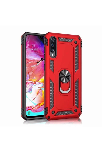 CEPCASE    Samsung Galaxy A70 Kılıf Standlı Magnet Mıknatıslı Yüzük Armored Zırhlı Kapak - Resim 2
