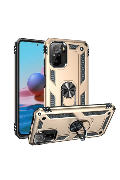 CEPCASE    Xiaomi Redmi Note 10 Kılıf Standlı Magnet Mıknatıslı Yüzük Armored Zırhlı Kapak - Resim 2