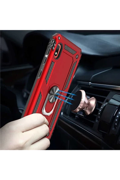 CEPCASE    Xiaomi Redmi 7a Kılıf Standlı Magnet Mıknatıslı Yüzük Armored Zırhlı Kapak - Resim 6
