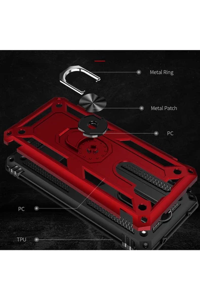 CEPCASE Xiaomi Redmi Note 8 Pro Kılıf Standlı Magnet Mıknatıslı Yüzük Armored Zırhlı Kapak - 5
