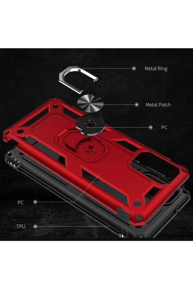 CEPCASE    Samsung Galaxy S20 Plus Kılıf Standlı Magnet Mıknatıslı Yüzük Armored Zırhlı Kapak - 4