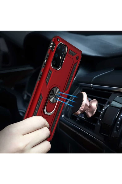 CEPCASE    Samsung Galaxy S20 Plus Kılıf Standlı Magnet Mıknatıslı Yüzük Armored Zırhlı Kapak - 5