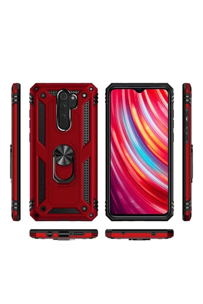 CEPCASE Xiaomi Redmi Note 8 Pro Kılıf Standlı Magnet Mıknatıslı Yüzük Armored Zırhlı Kapak - 6
