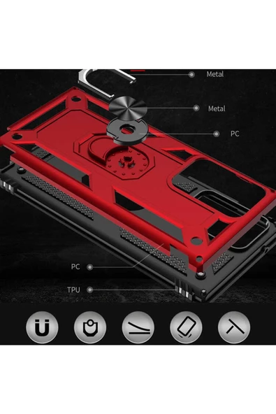 CEPCASE    Samsung Galaxy Note 20 Ultra Kılıf Standlı Magnet Mıknatıslı Yüzük Armored Zırhlı Kapak - Resim 5