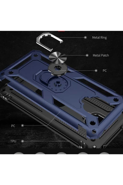 CEPCASE    Xiaomi Redmi Note 9s Kılıf Standlı Magnet Mıknatıslı Yüzük Armored Zırhlı Kapak - Resim 5